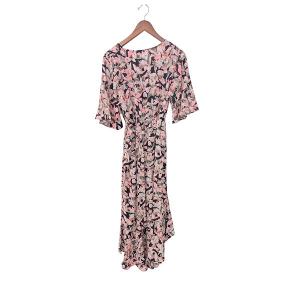 Chris & Carol Hot Pink & Black Floral Hi-Low Maxi Dress  Size Small - Picture 3 of 3
